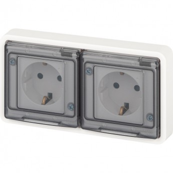 Розетка ЭРА ЭКСПЕРТ 11-2524-01 2х2P+E IP55 16А-250В СУ белая