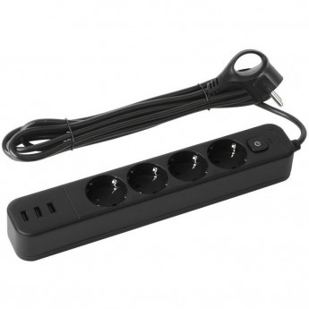Удлинитель с сетевым фильтром ЭРА Б0059568 4х1.5м с заземлением 10А USF-4es-1.5m-3xUSBA-B +3xUSBA 3.1A с выключателем с базовой защитой